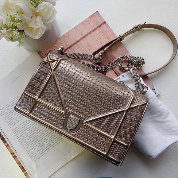 Dior Handbags - Dior Medium Cannage Diorama Bag Gold